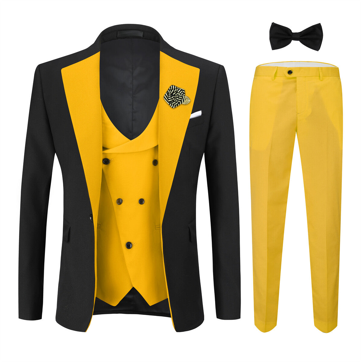 Youthup Mens 3Pce ColorBlock Dress Suits Wedding Blazer and Vest and Pants