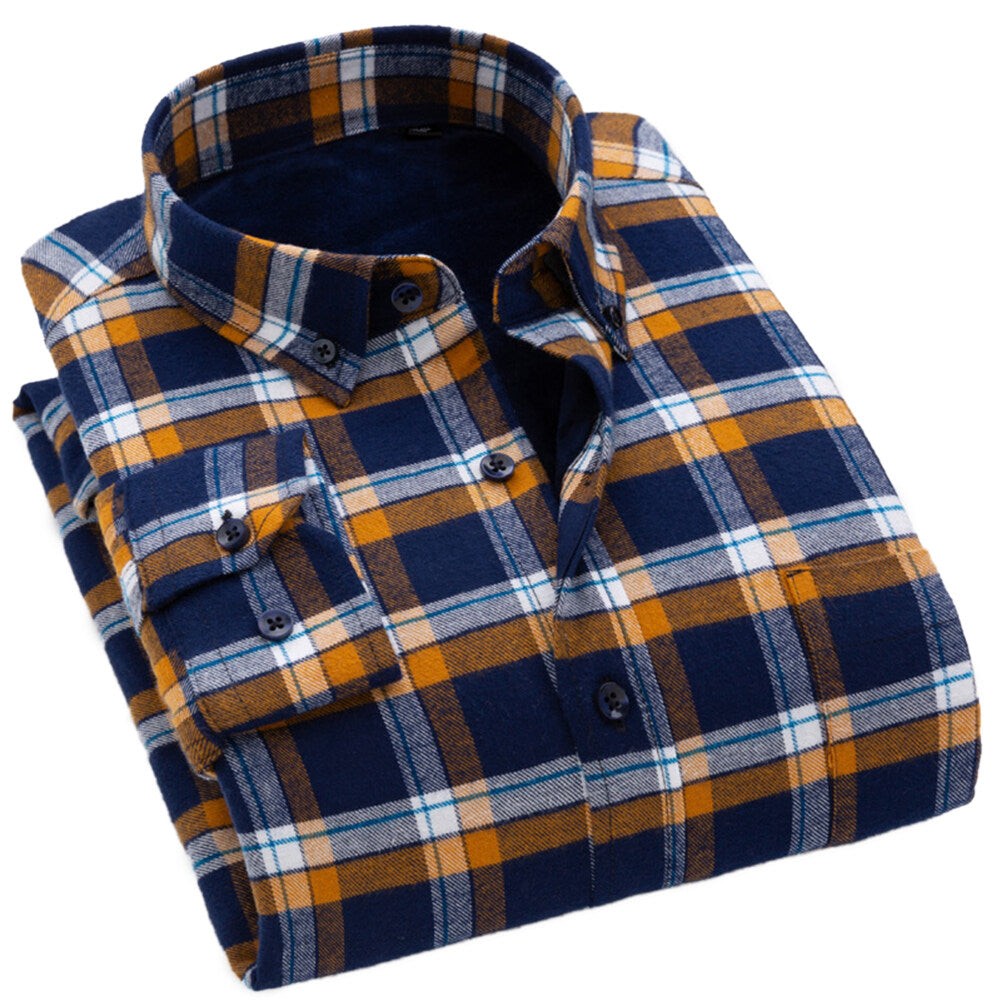 Youthup Mens Casual Striped Plush Colorblock Shirts