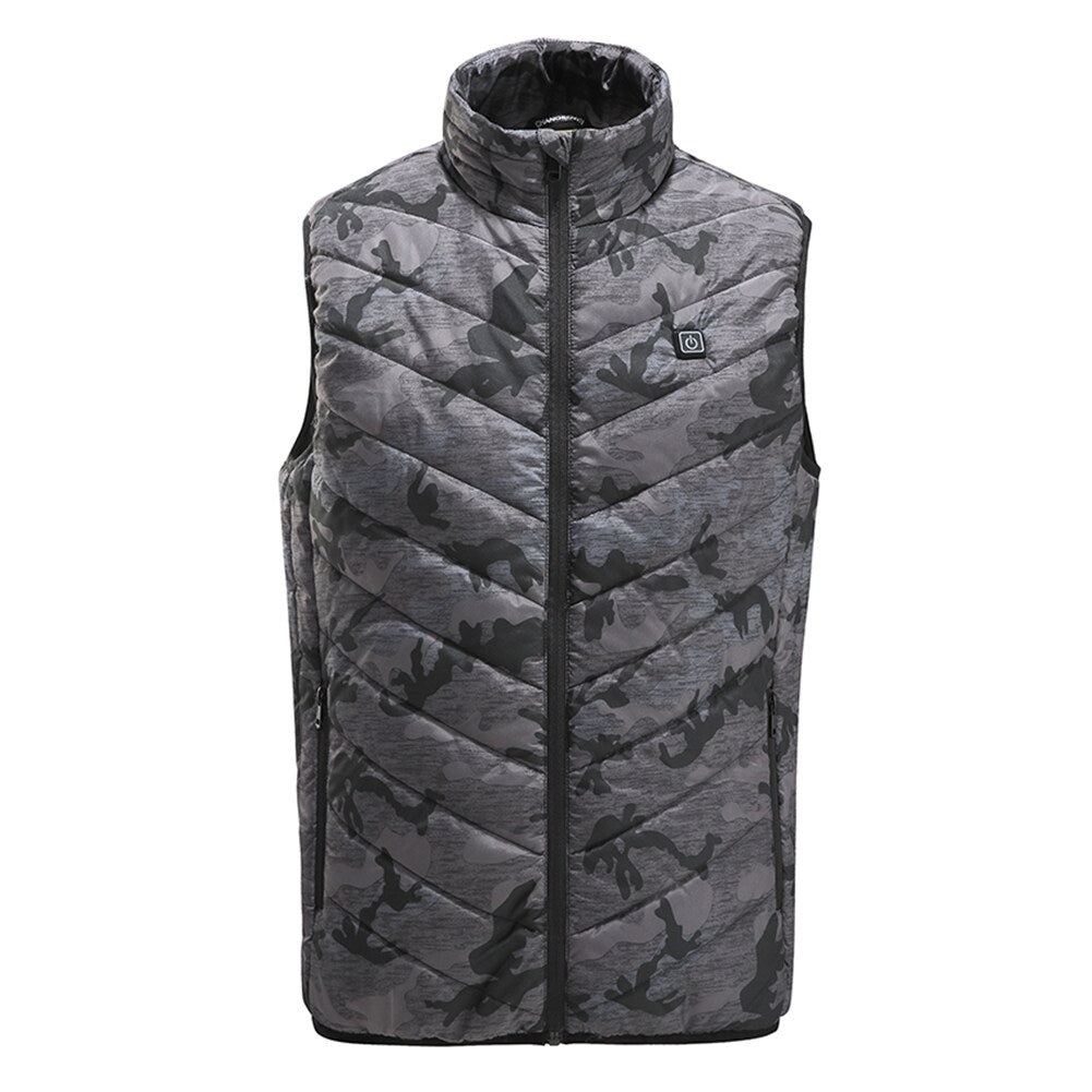 Youthup Mens Stand Collar Slim Fit Zipper Heating Sleeveless Jacket