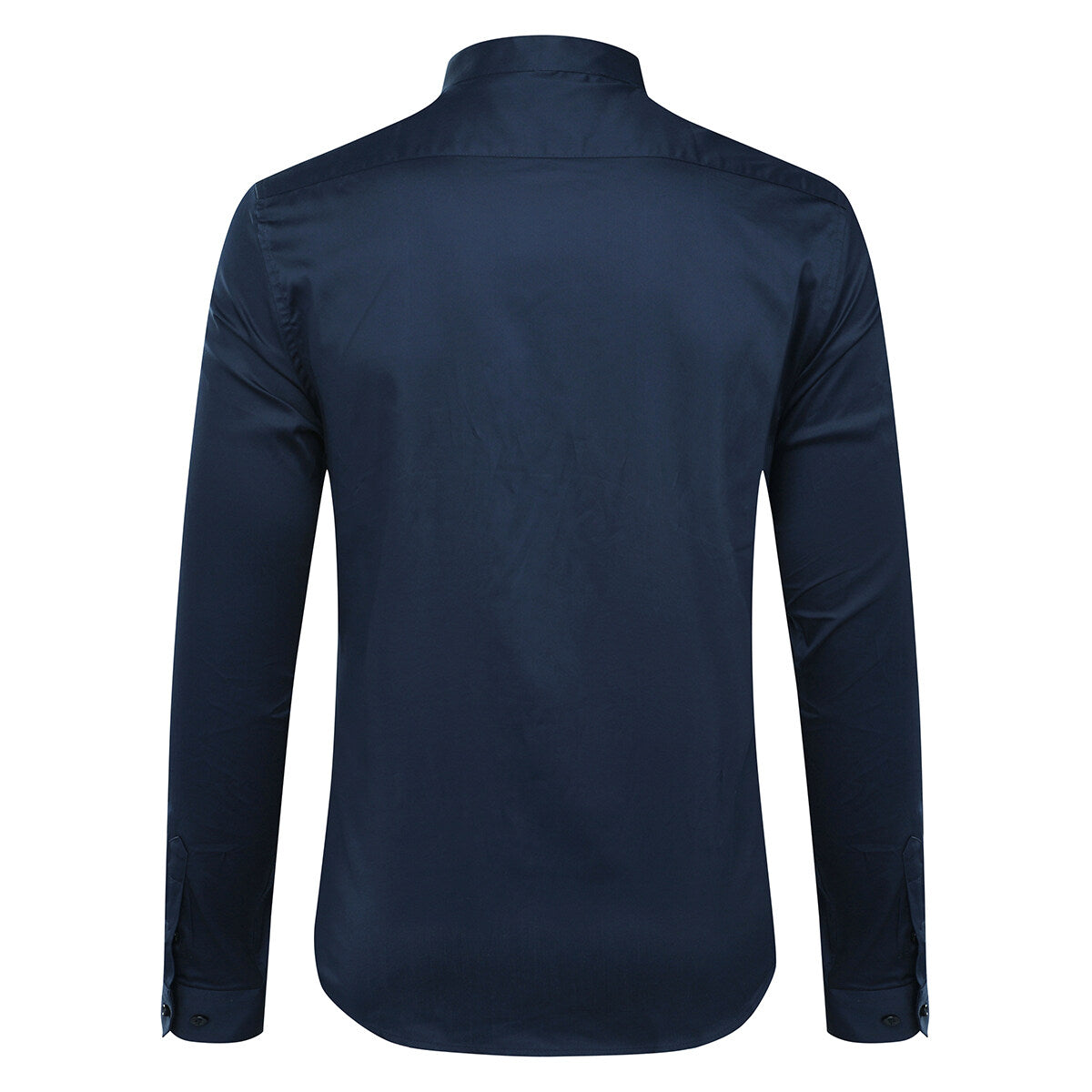 Youthup Mens Business Work Cotton Stand Collar Slim Long Sleeve Button Down Shirt