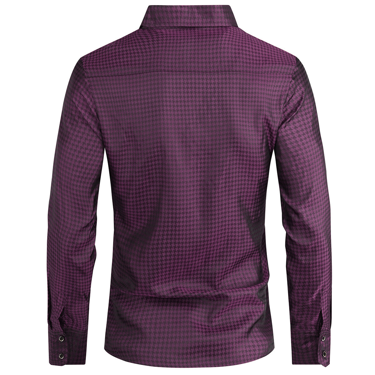 Youthup Mens Houndstooth Pattern Print Formal Shirt