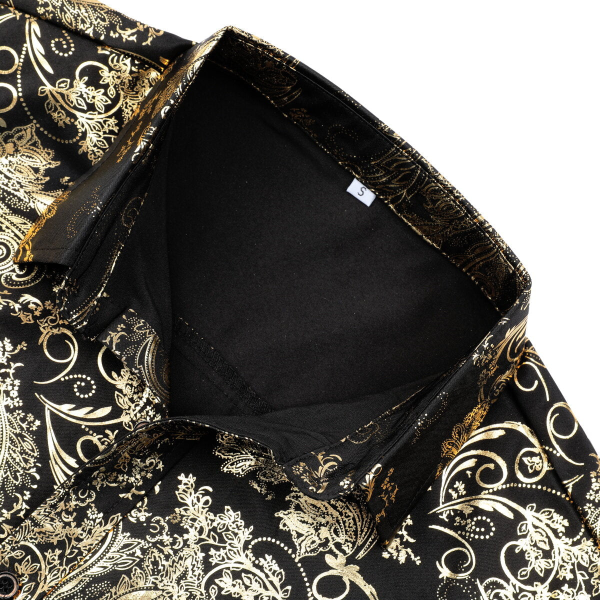 Youthup Mens Gold Stamping Paisley Pattern Bronzing Night Club Party Shirt