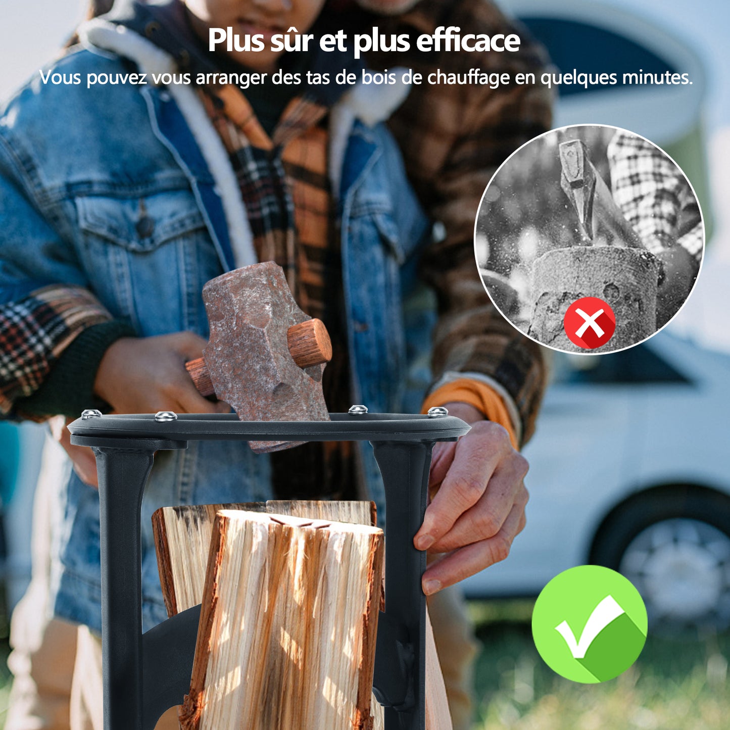Fendeuse de bûches Fendeuse de bois manuelle de chauffage portable Déchiqueteuse à bois sûre