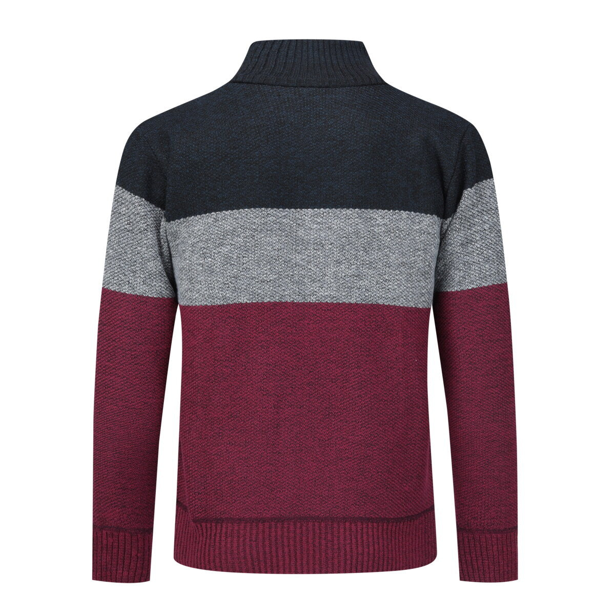 Youthup Mens Stand Collar Sweater Color Block Knit Cardigan