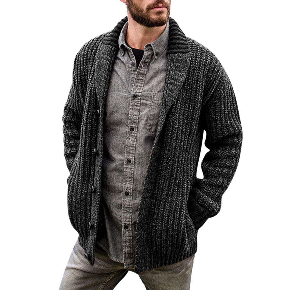 Youthup Mens Lapel Sweater Knitted Cardigan