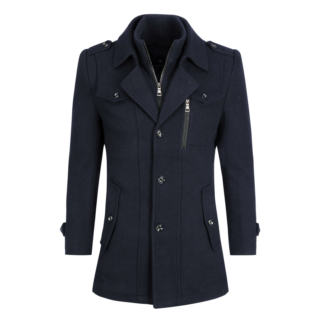 Youthup Mens Military Wool Coats Thin Fit Winter Trench Peacoat