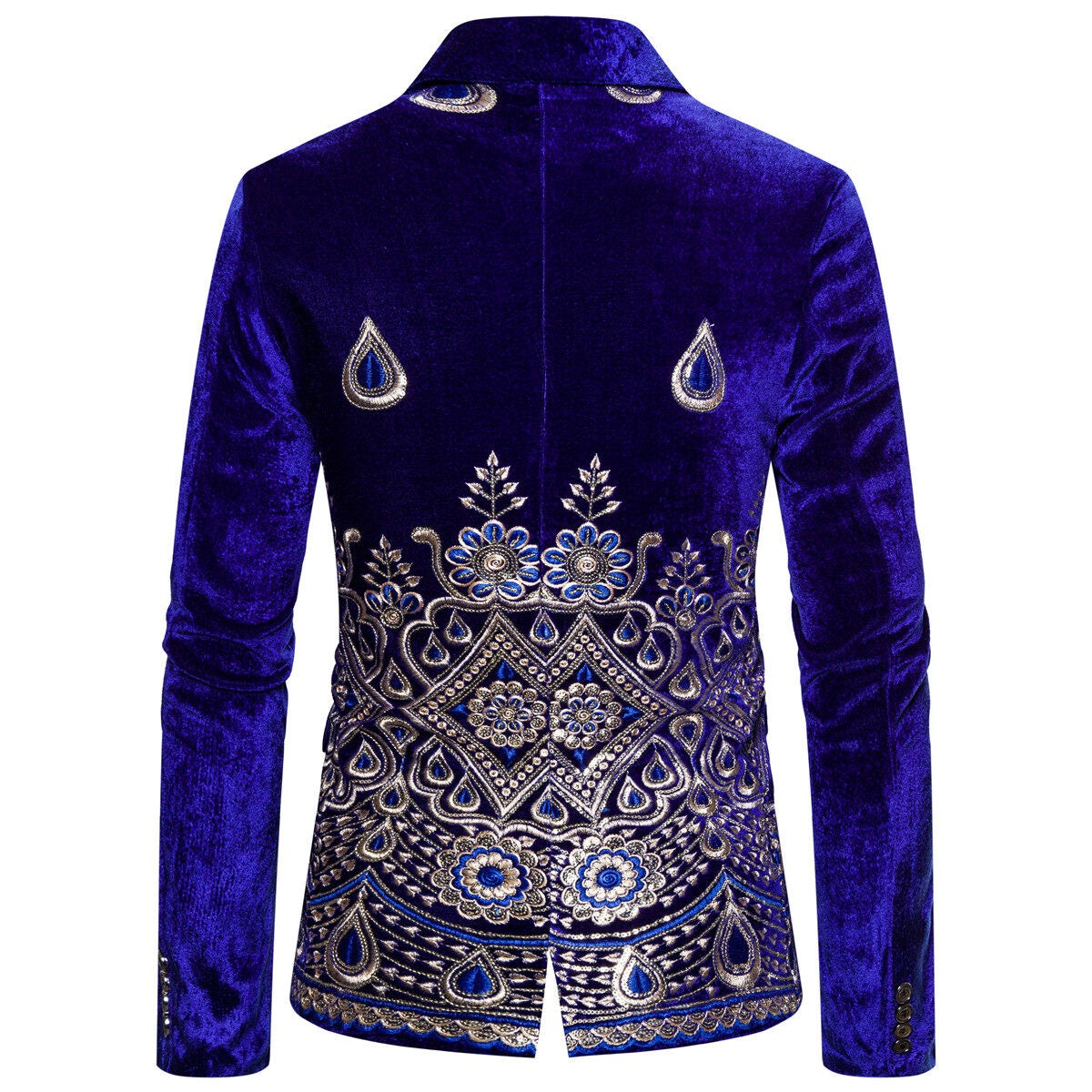 Youthup Mens Slim Fit Velvet Embroidery Party Evening Wedding Suit Blazer