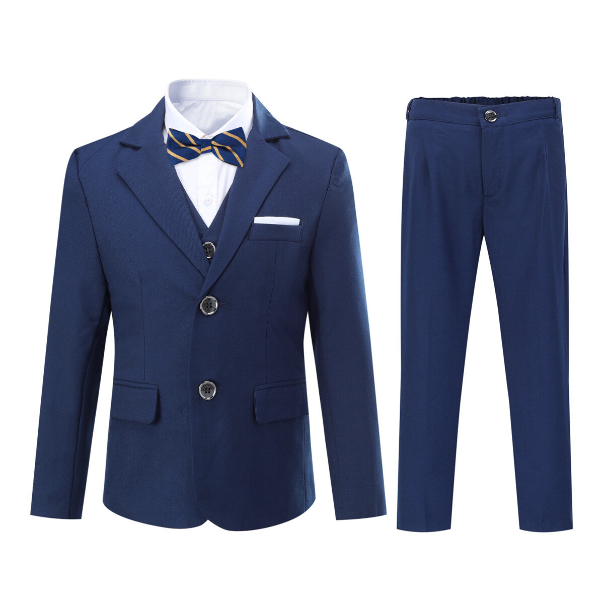 YOUTHUP Boys Suit 4Pcs Dress Formal Wedding Blazer Pants Vest Bow Tie