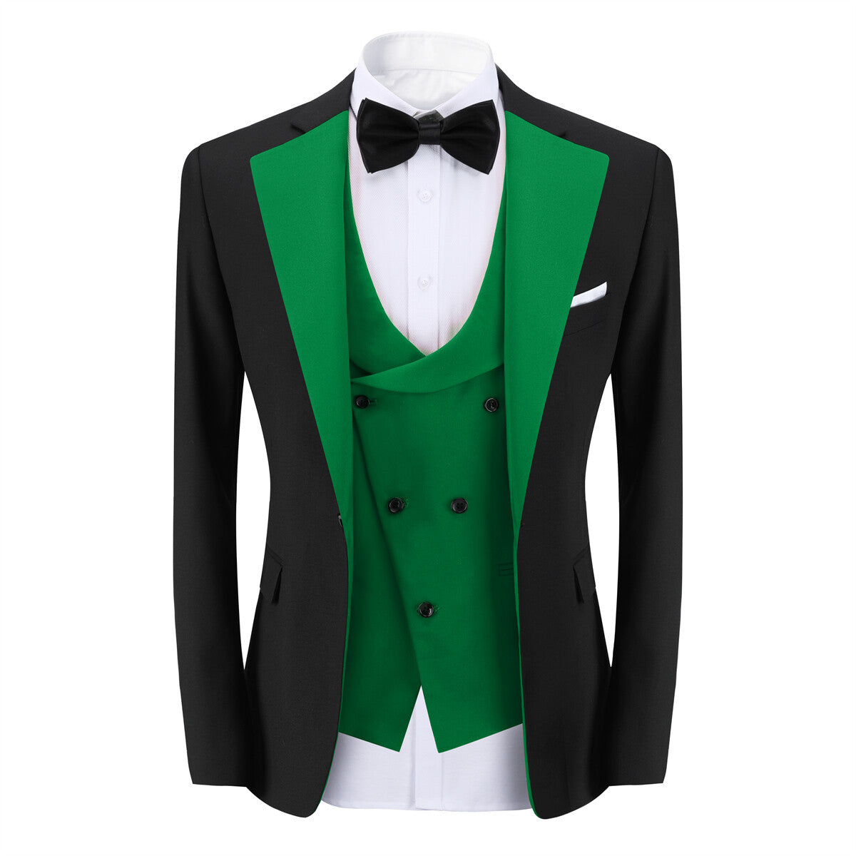 Youthup Mens 3Pce ColorBlock Dress Suits Wedding Blazer and Vest and Pants
