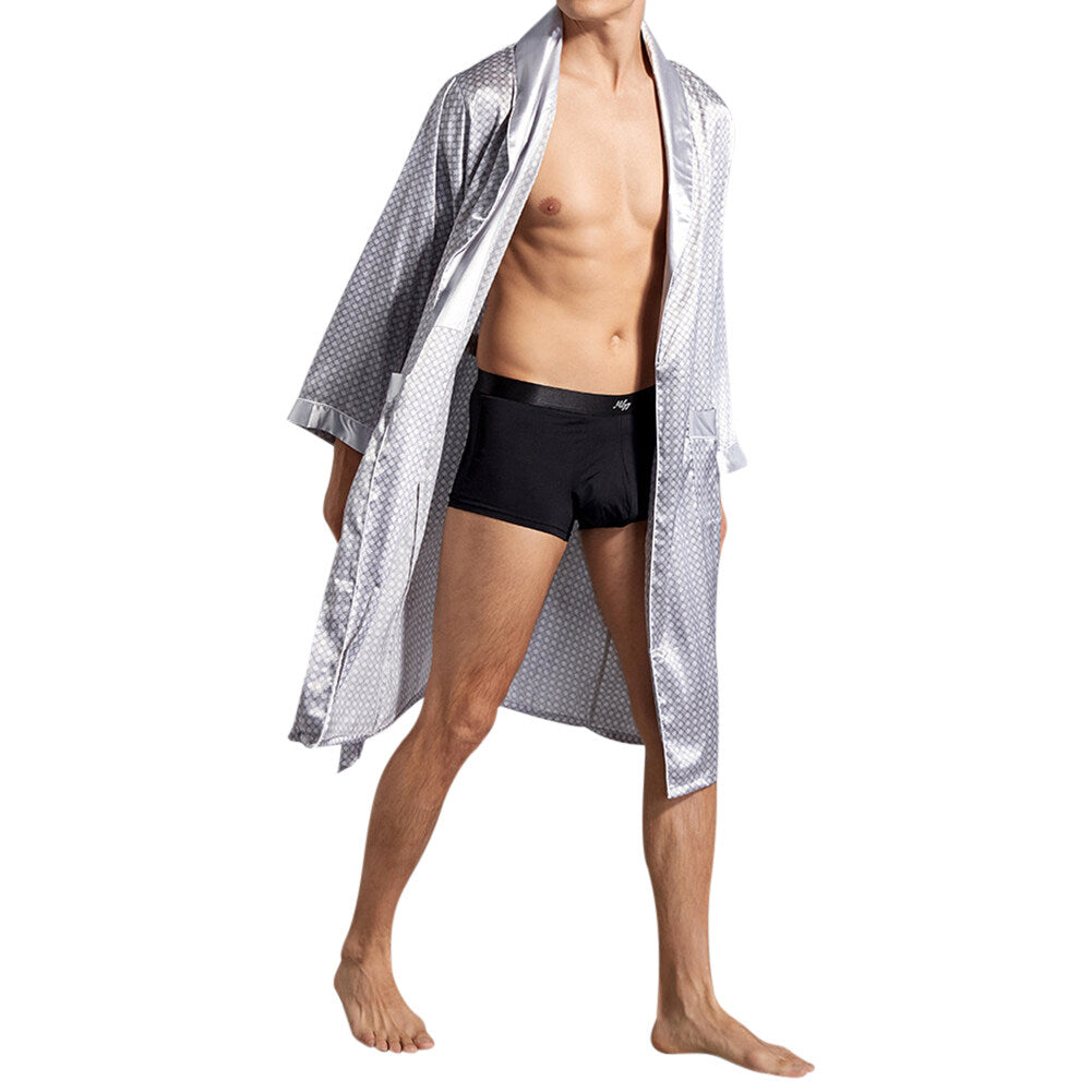 Youthup Mens Plaid Sleepwear Belted Slim Fit Robe Pajamas