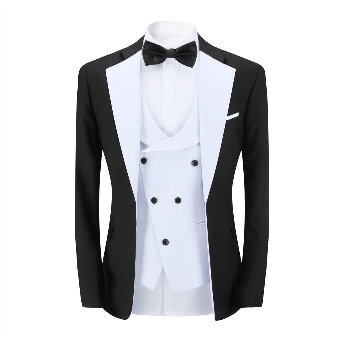Youthup Mens 3 Piece ColorBlock Suits Dress Wedding Party Blazer and Waistcoat and Pants