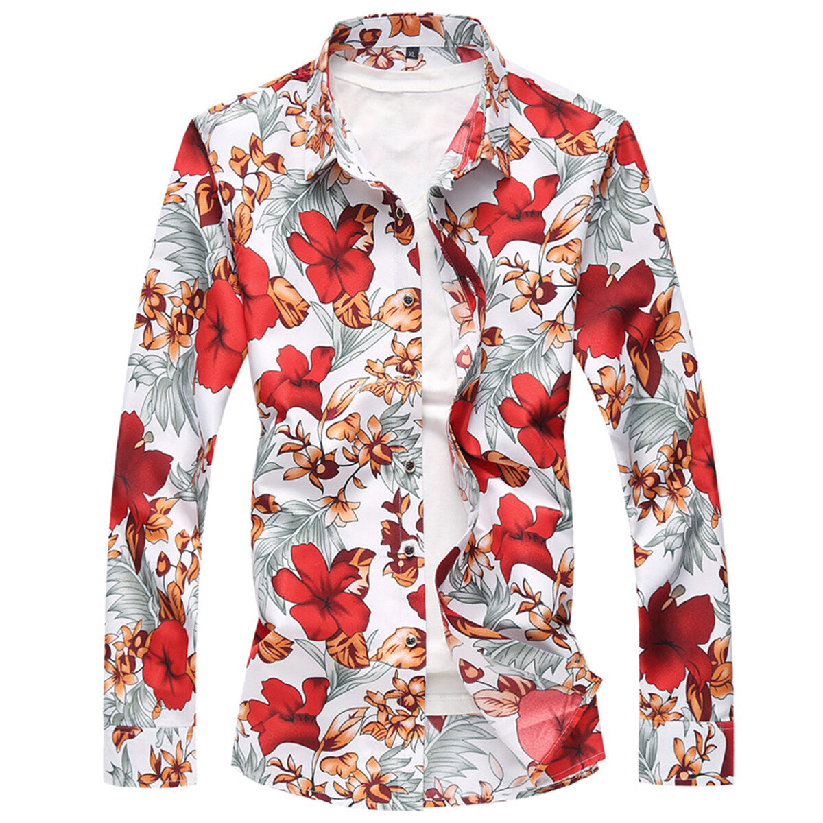 YOUTHUP Mens Floral Shirt Funky Printed Flower Dress Button Down Aloha Hawaiian