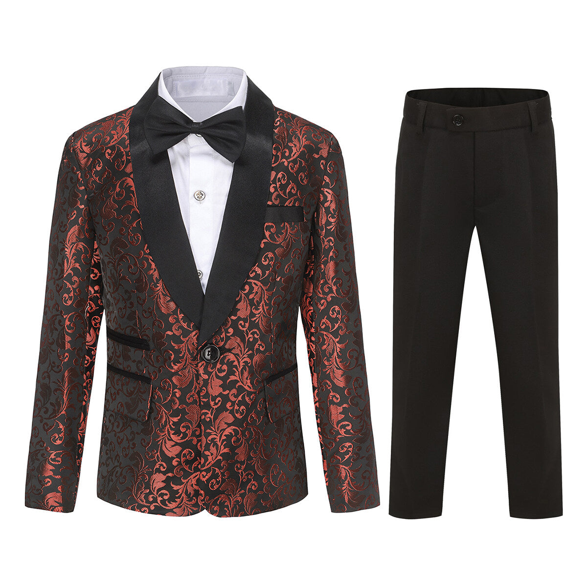Youthup Boys Teen Suit 2Pcs Paisley Print Dress Formal Wedding Blazer and Pants