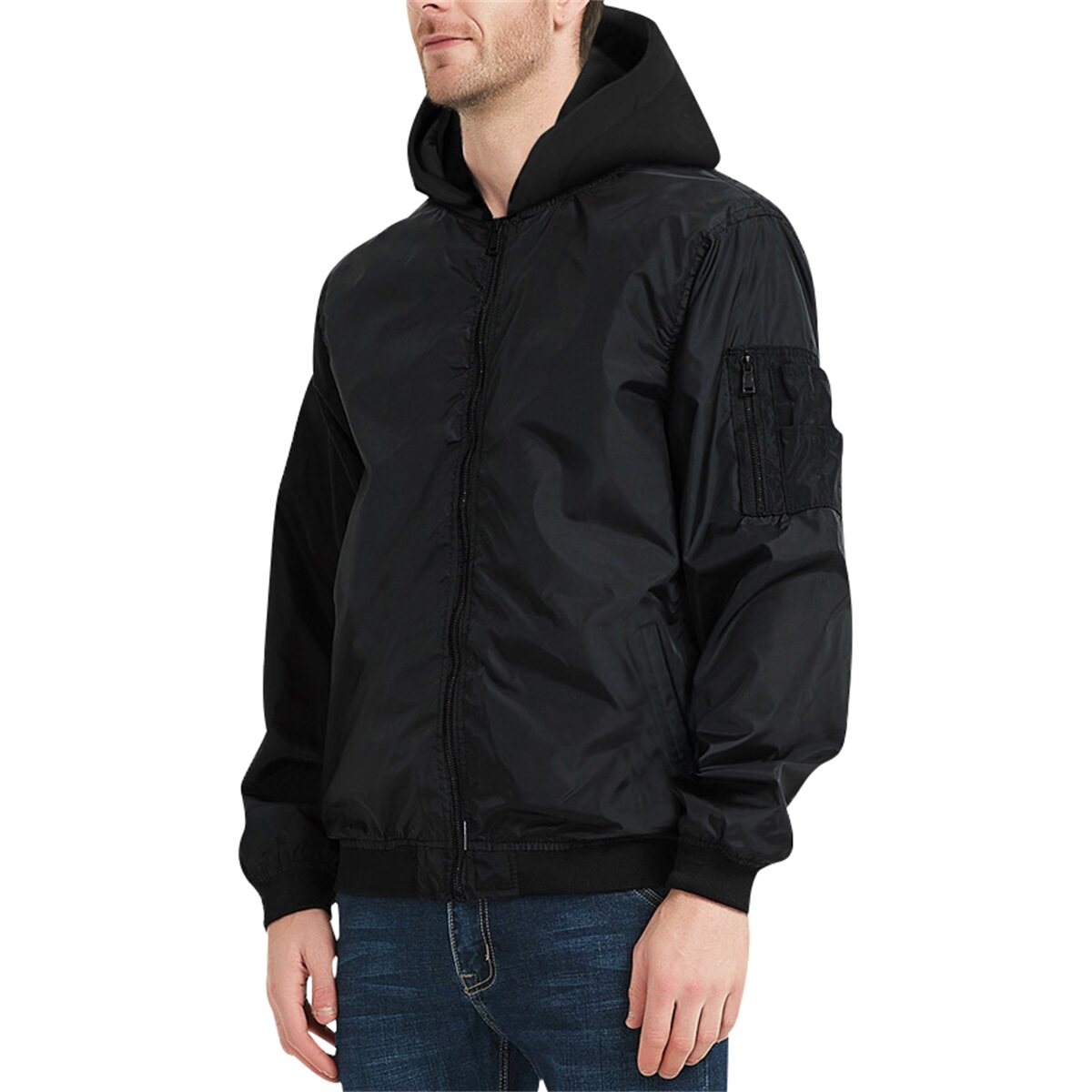 YOUTHUP Mens Casual Hooded Jacket Solid Color Lightweight Fit Coat