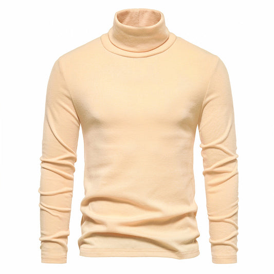 YOUTHUP Mens Turtleneck Casual Daily Solid Color Slim Fit Pullover Shirt