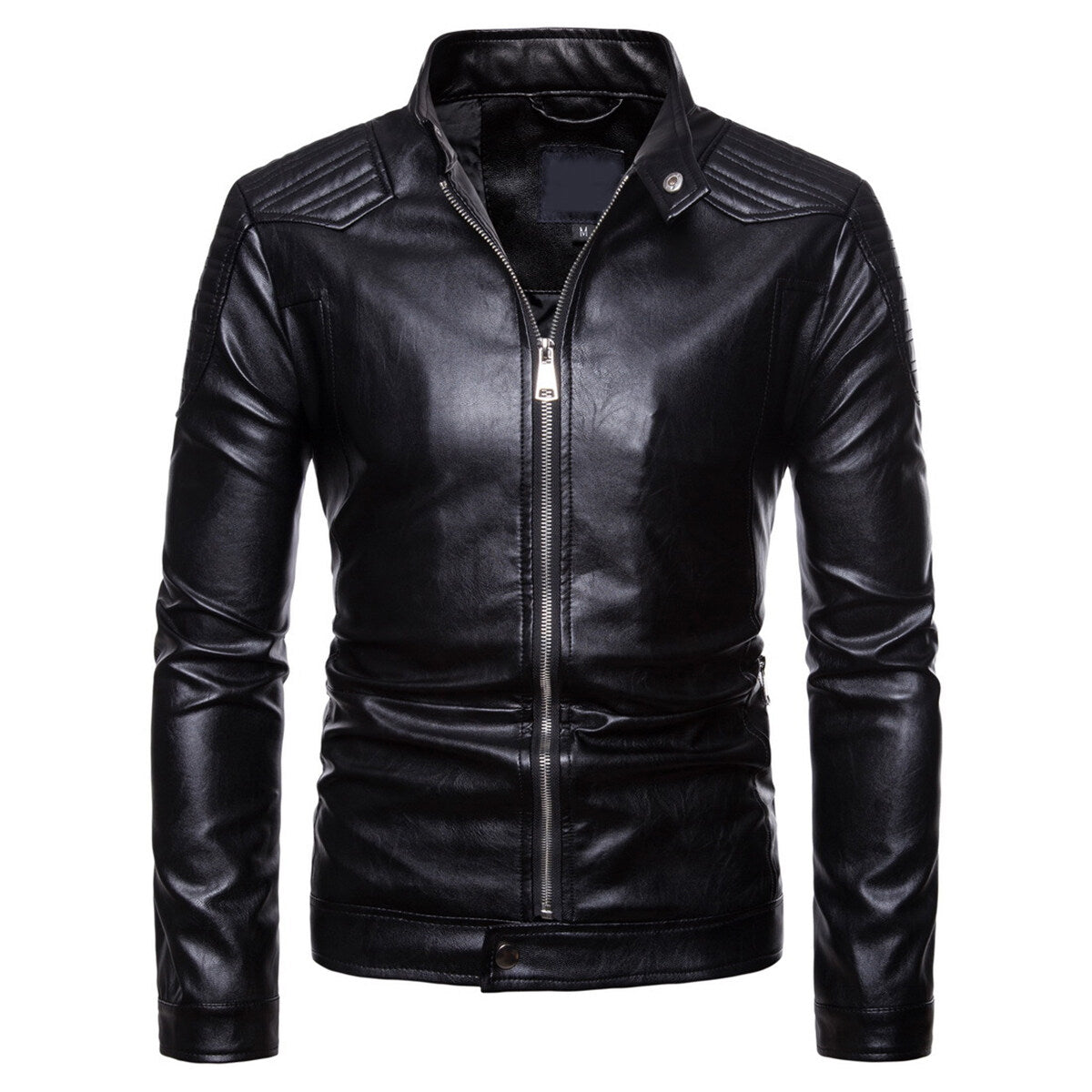 Youthup Mens Bomber Motorcycle Zipper Leather Jacket