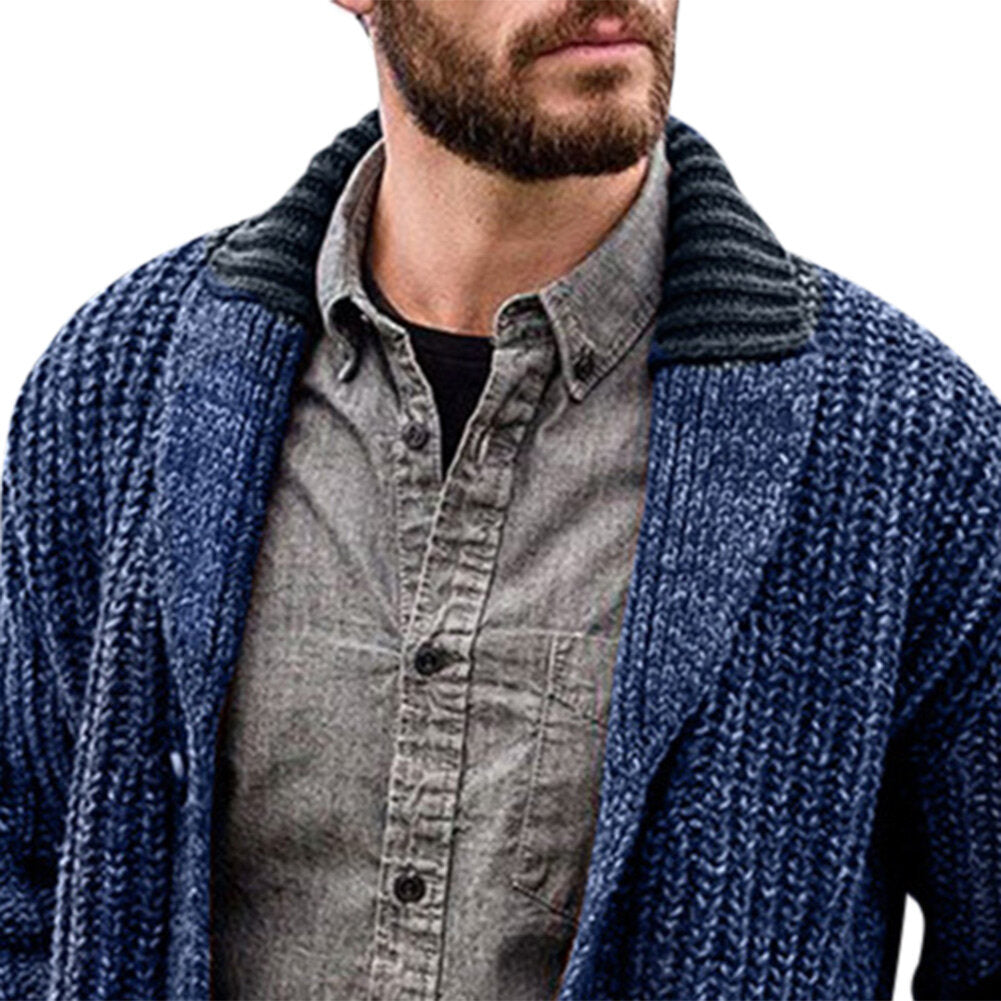 Youthup Mens Lapel Sweater Knitted Cardigan