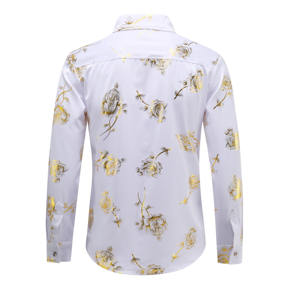 Youthup Mens Rose Foil Stamping Casual Shirt