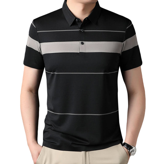 YOUTHUP Mens Short Sleeve Striped Shirt Summer Casual Lapel Lightweight Regualr Fit