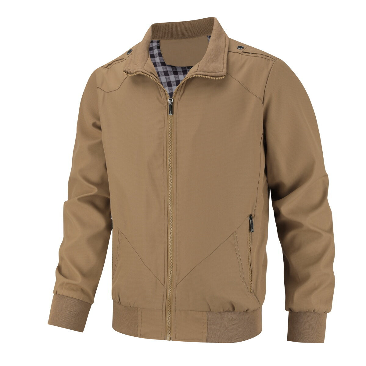 YOUTHUP Mens Classic Simple Solid Color Stand Collar Sports Bomber Jacket