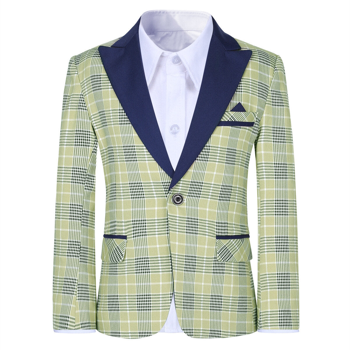 Youthup Boys Plaid Suit 3-Piece Set Peak Lapel Blazer with Vest and Pants
