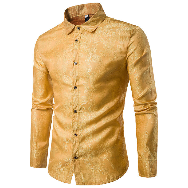 Youthup Mens Paisley Pattern Fitted Shirt
