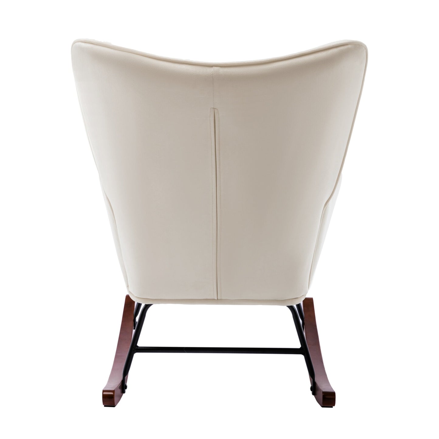 Cadeira de Balanço HomeMiYN com Banco Acompanhante (87x66x90cm - Metal/Madeira - bege)