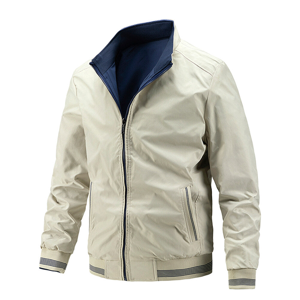 Youthup Mens Stand Collar Reversible Lightweight Bomber Jacket