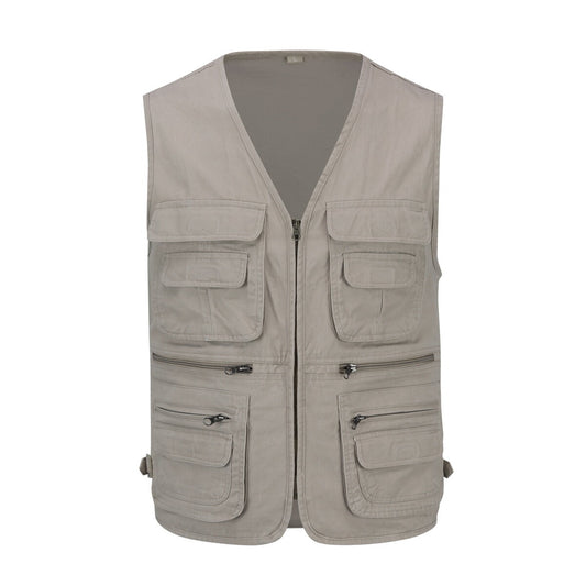 YOUTHUP Mens Multi Pocket Cargo Utility Safari Outdoor Fishing Hunting Vest