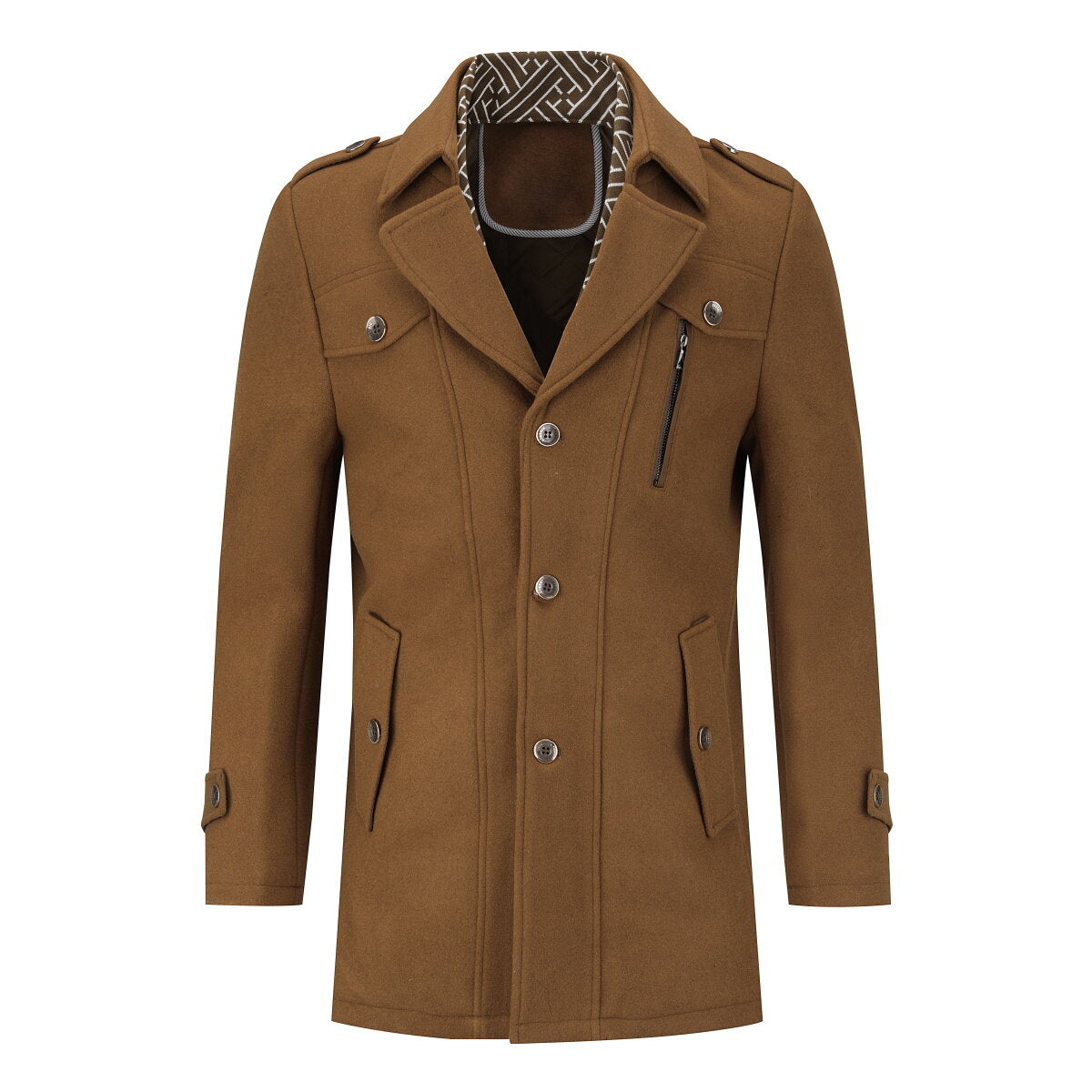YOUTHUP Mens Thermal Wool Coat Casual Outing Lapel Jacket