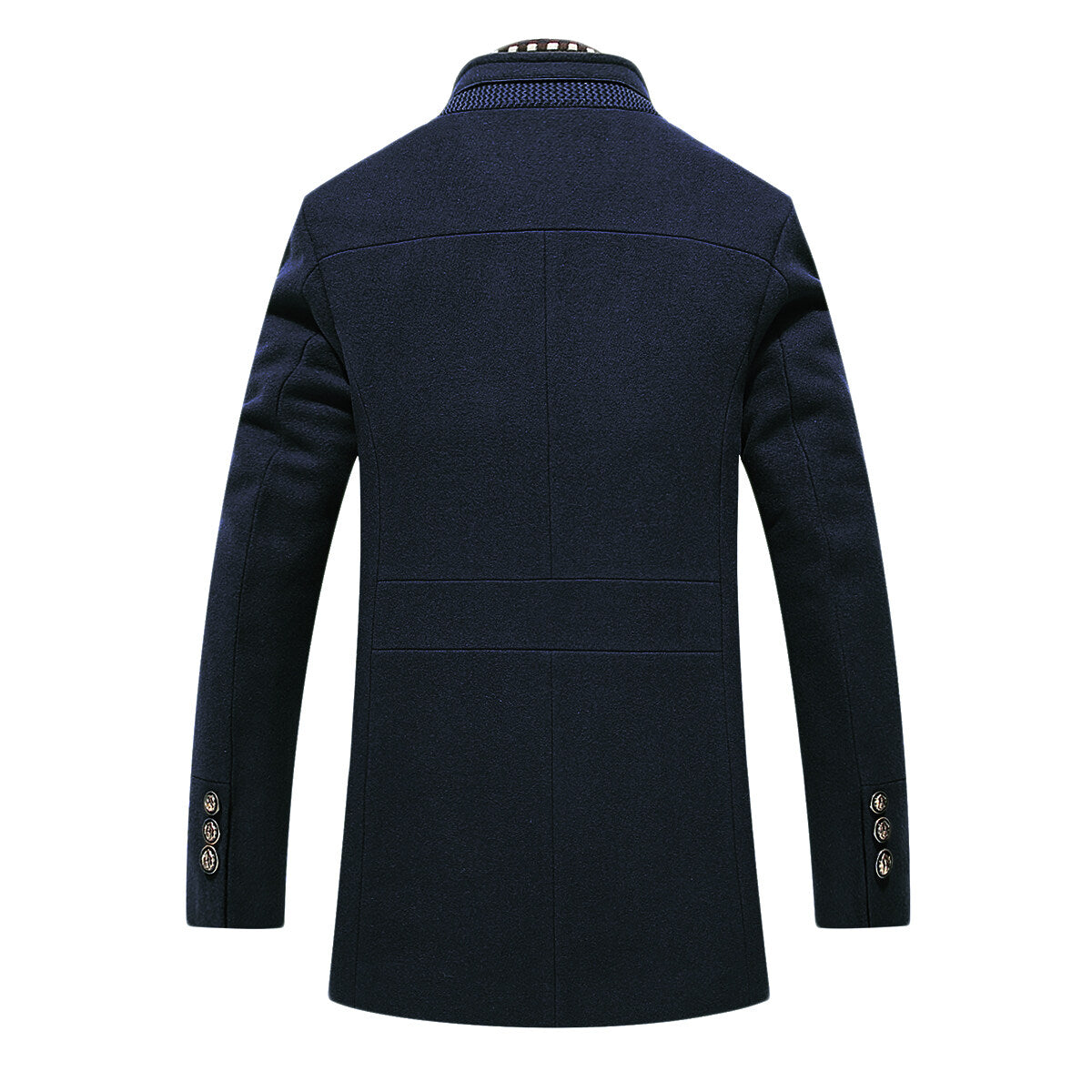 Youthup Mens Slim Fit Double Collar Wool Coat