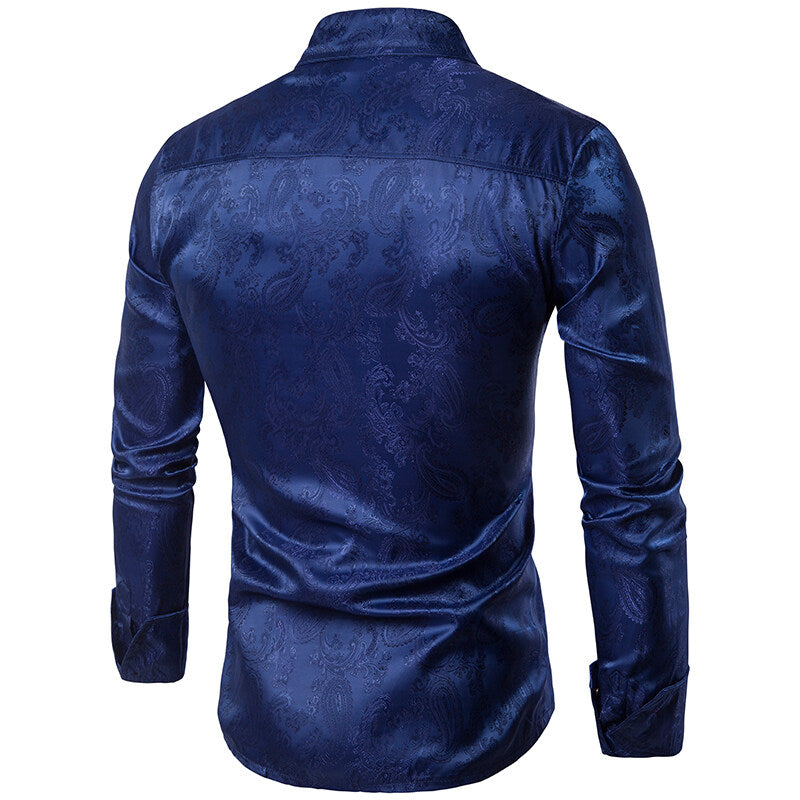 Youthup Mens Paisley Pattern Fitted Shirt