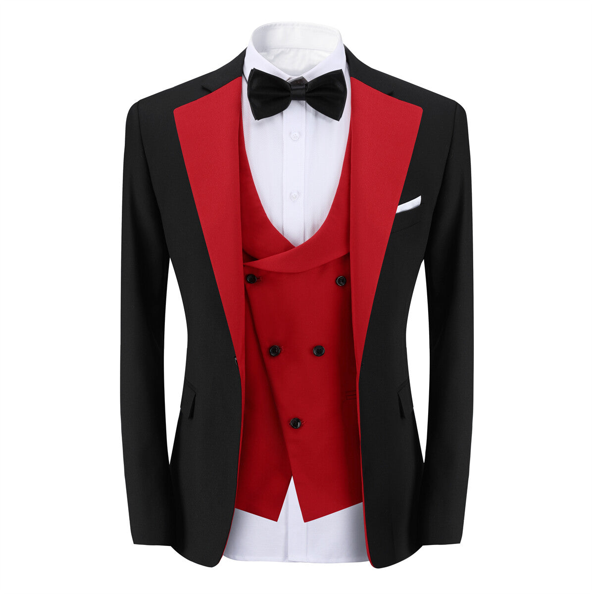 Youthup Mens 3 Piece ColorBlock Suits Dress Wedding Party Blazer and Waistcoat and Pants
