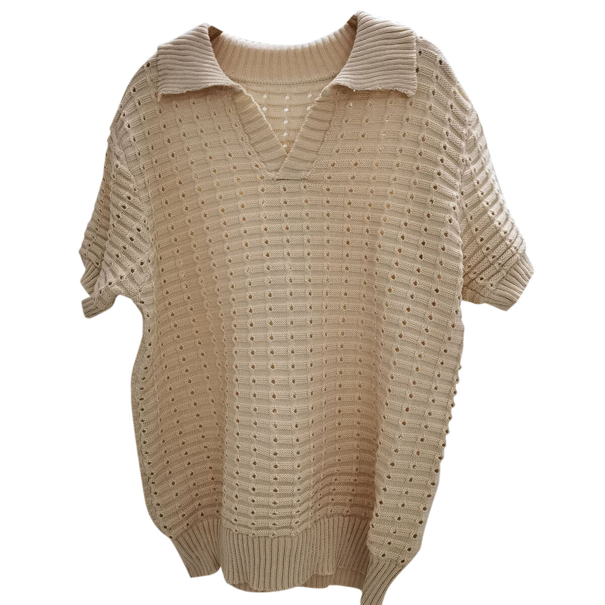 Youthup Mens Knitted Cutout Tee Hollow Short Sleeve T-Shirt