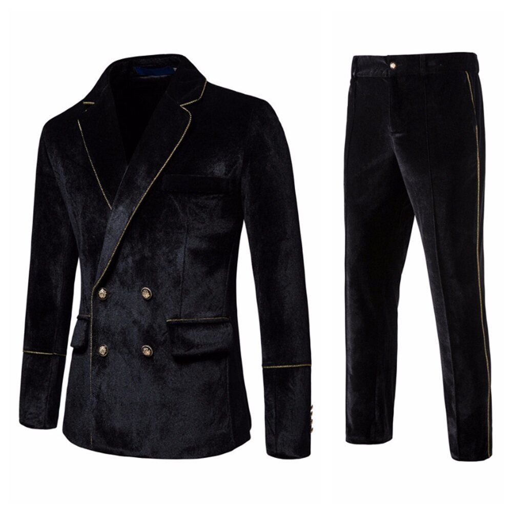 YOUTHUP Mens 2 Piece Dinner Prom Velvet Show Dress Suit Set