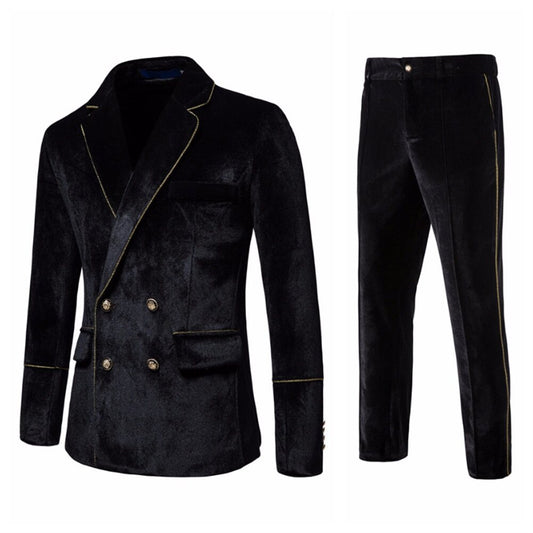 Youthup Mens Velvet Two-Piece Wedding Evening Dress Blazer And Pant