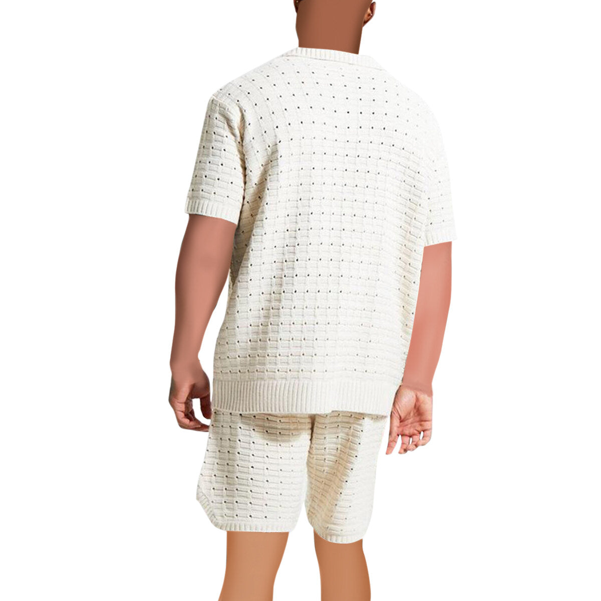 Youthup Mens Knitted Cutout Tee Hollow Short Sleeve T-Shirt