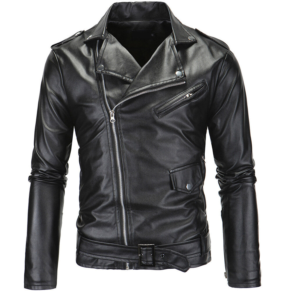 Youthup Mens Slim Fit Motorcycle Leather Party Jacket