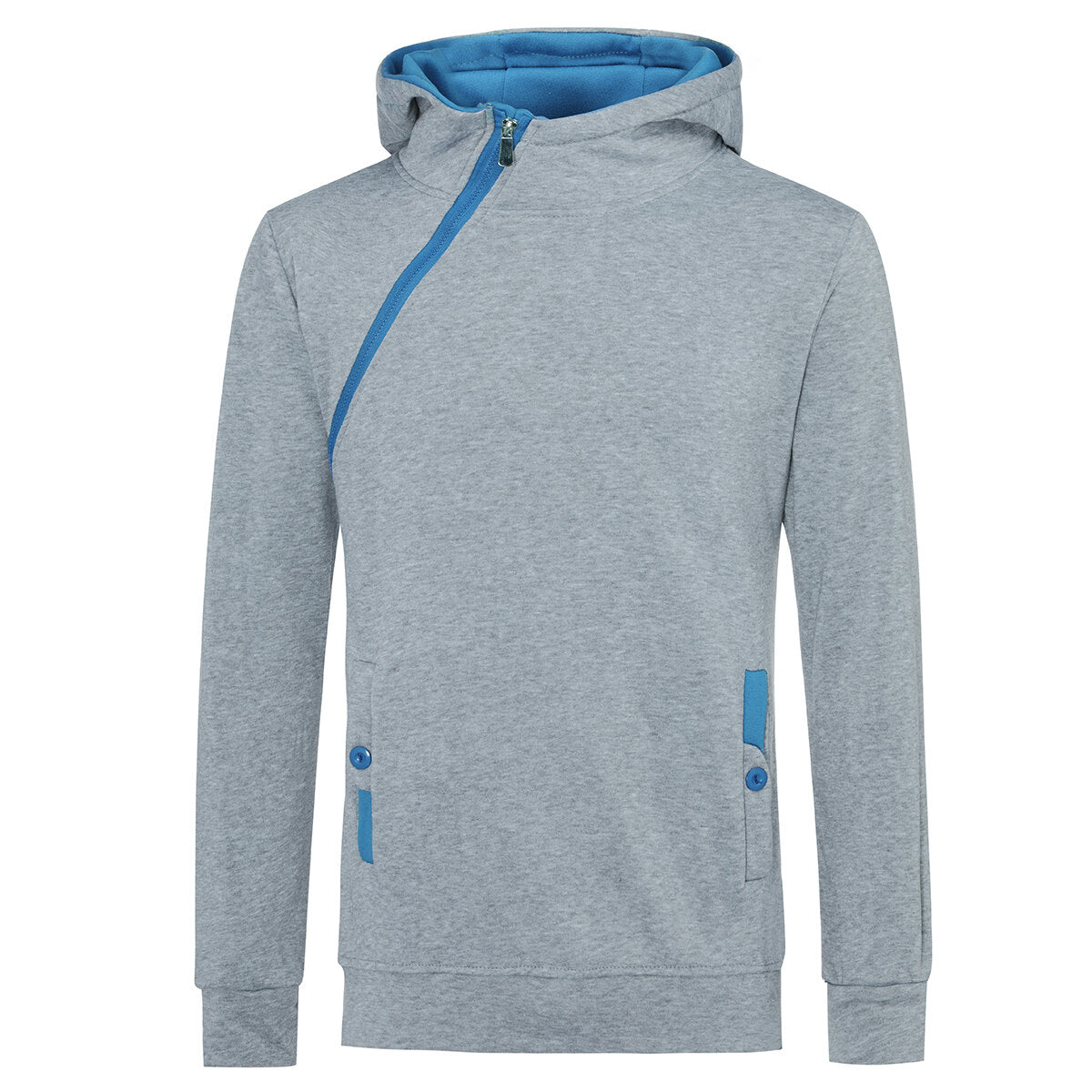 Youthup Mens Diagonal Zip Hooded Pullover