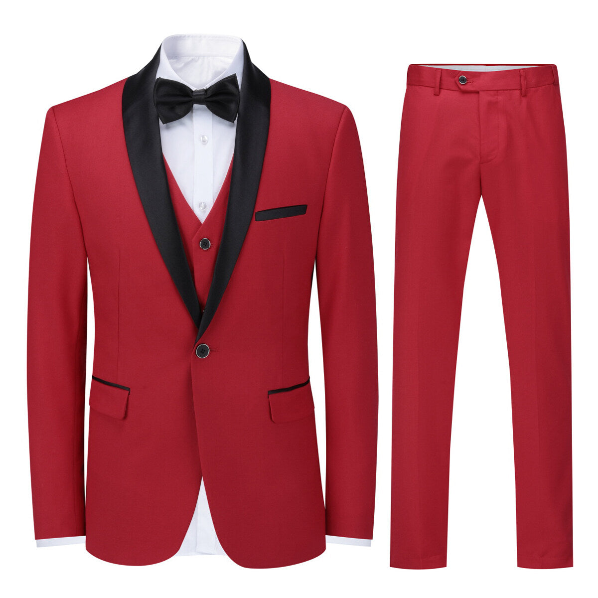 Youthup Mens 3-Pce Business Suit Slim Fit Wedding Party Blazer and Vest and Pants
