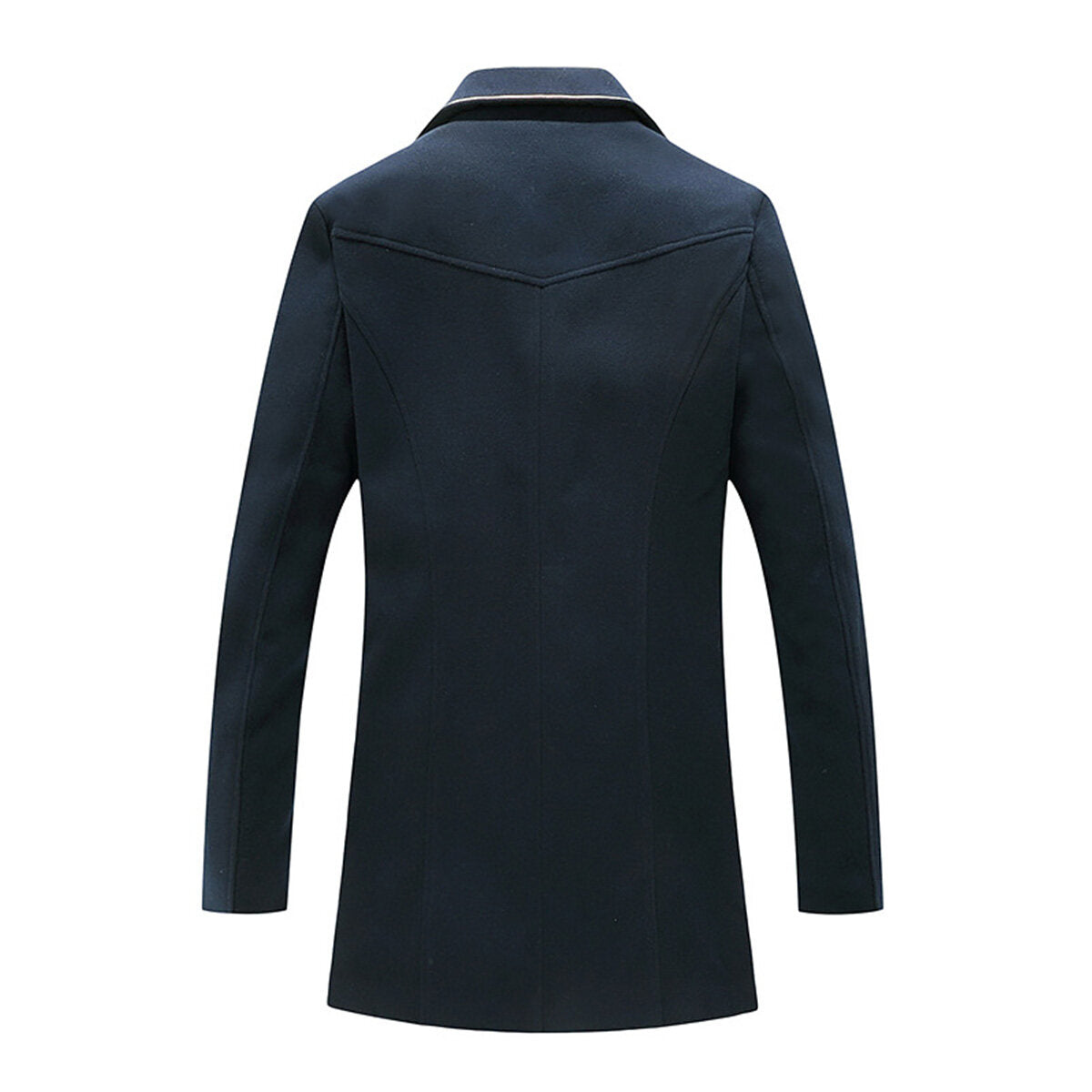 Youthup Mens Foil Stamping Print Lapel Wool Pea Coat