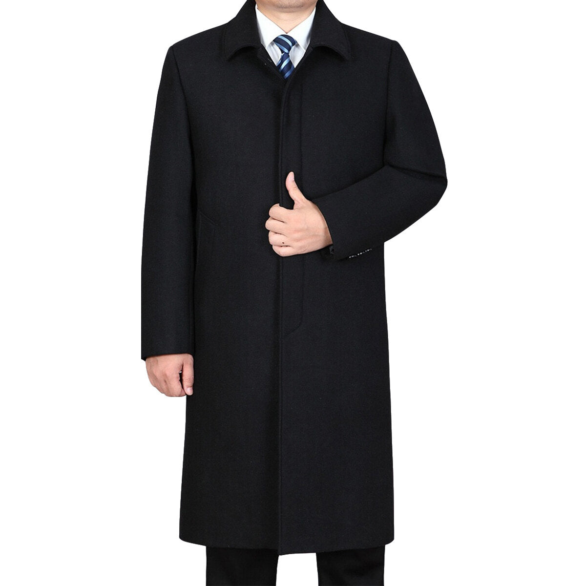 Youthup Mens Wool Blend Mid Length Coat