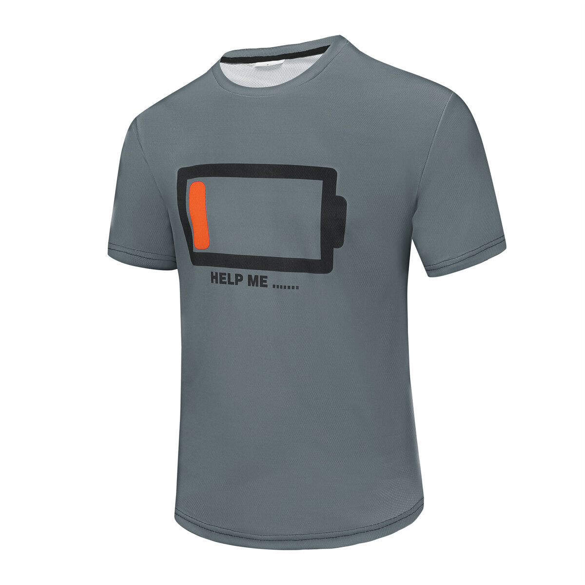 Youthup Mens T-Shirts HELP ME Funny Low Battery Humor Tee