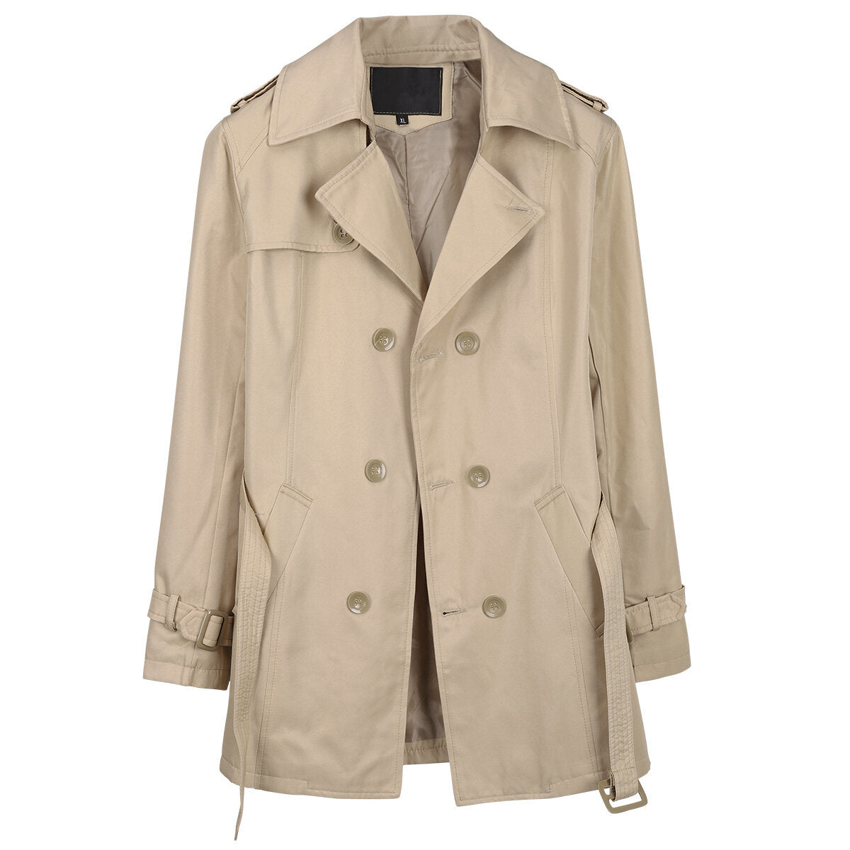Youthup Mens Belted Windbreaker Slim Fit Trench Coat