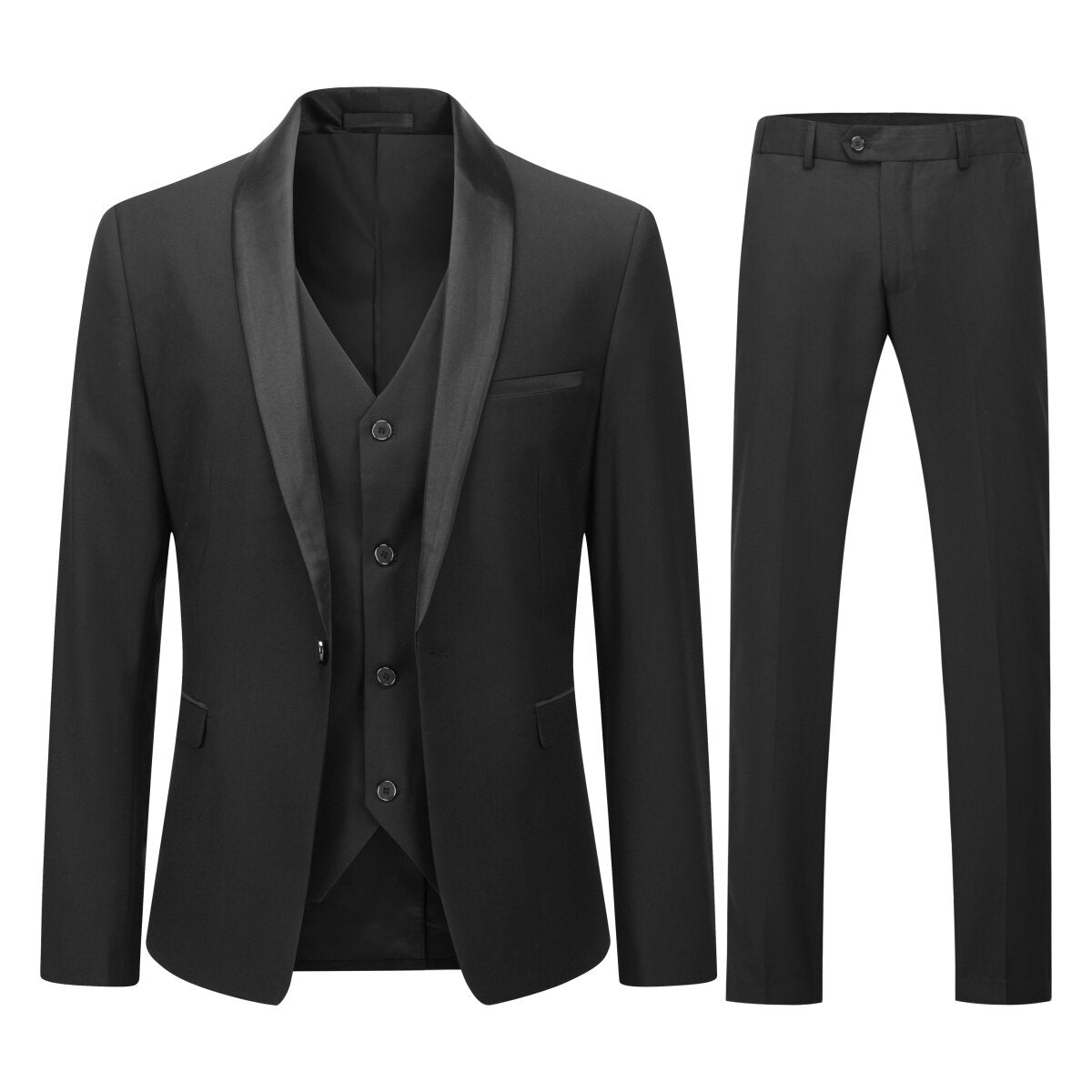 YOUTHUP Mens 3 Piece Formal Shawl Lapel Slim Dress Suit Set