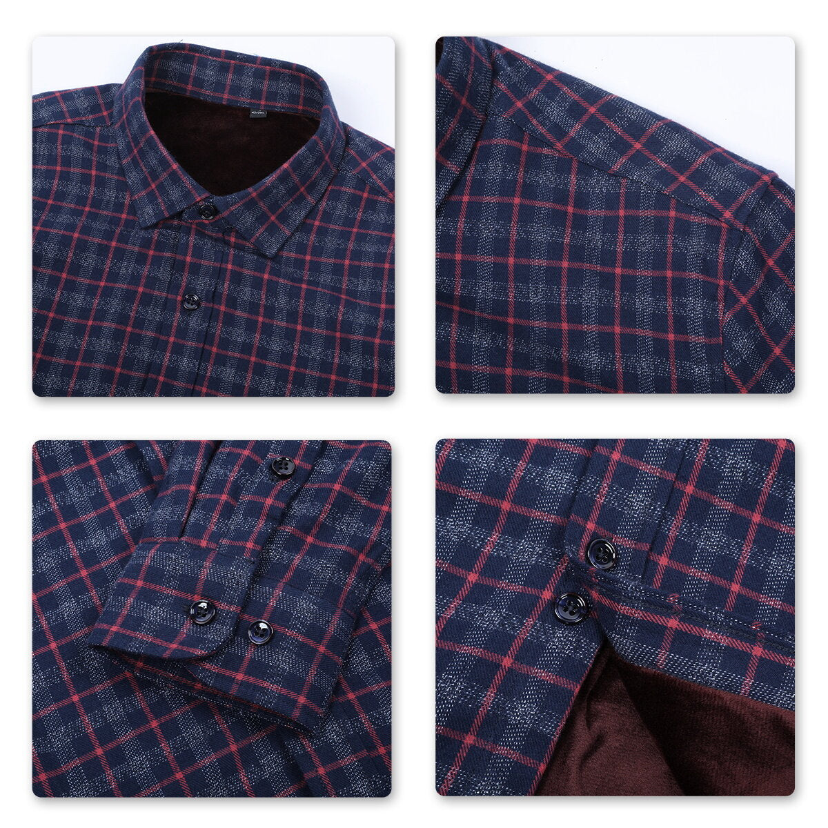 Youthup Mens Plus Fleece Pocket Casual Long Sleeves Color Block Shirt