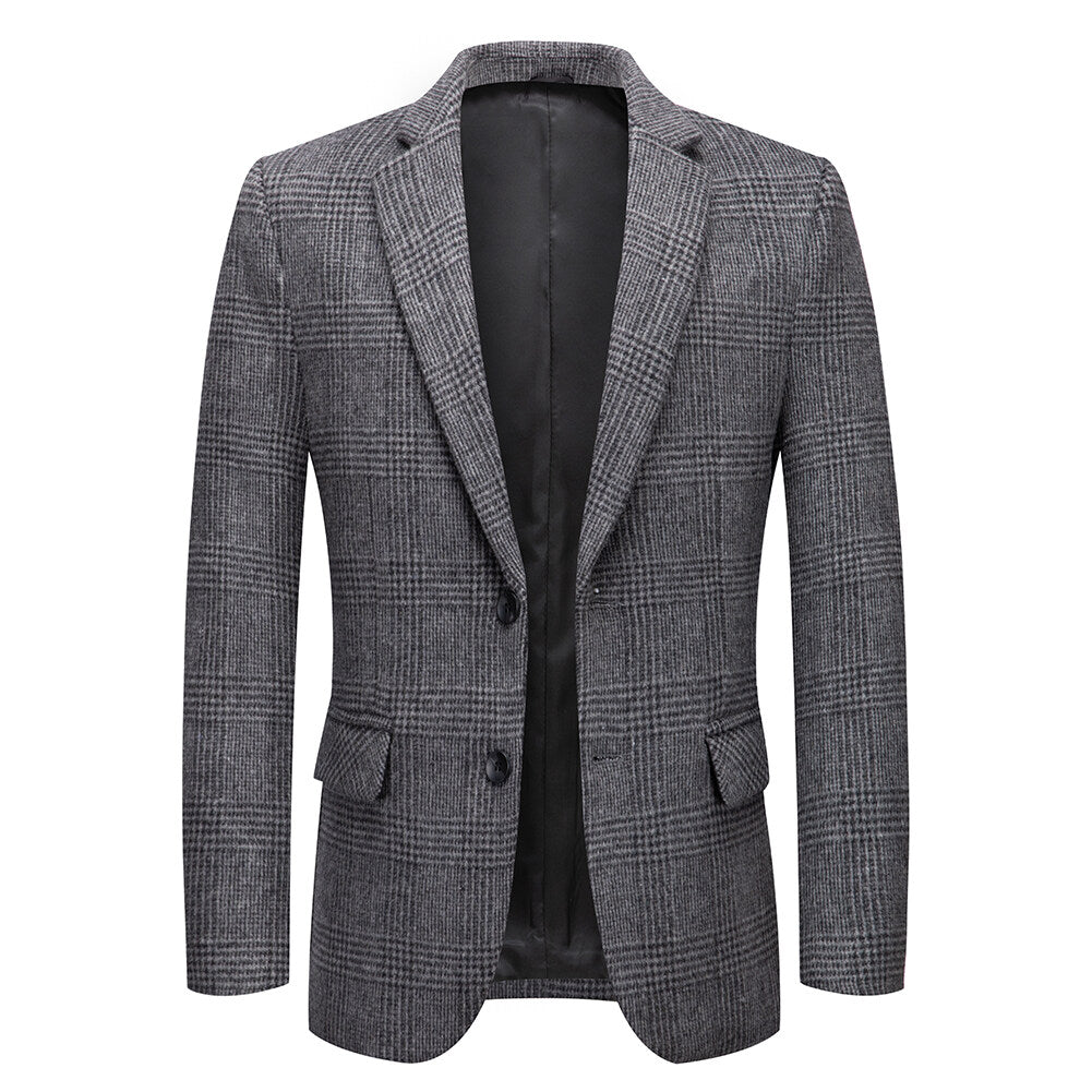 Youthup Mens Slim Fit Wool Jacket Thick Cashmere Suit Blazer