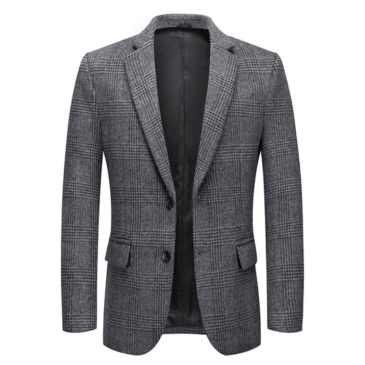Youthup Mens Slim Fit Wool Jacket Thick Cashmere Suit Blazer