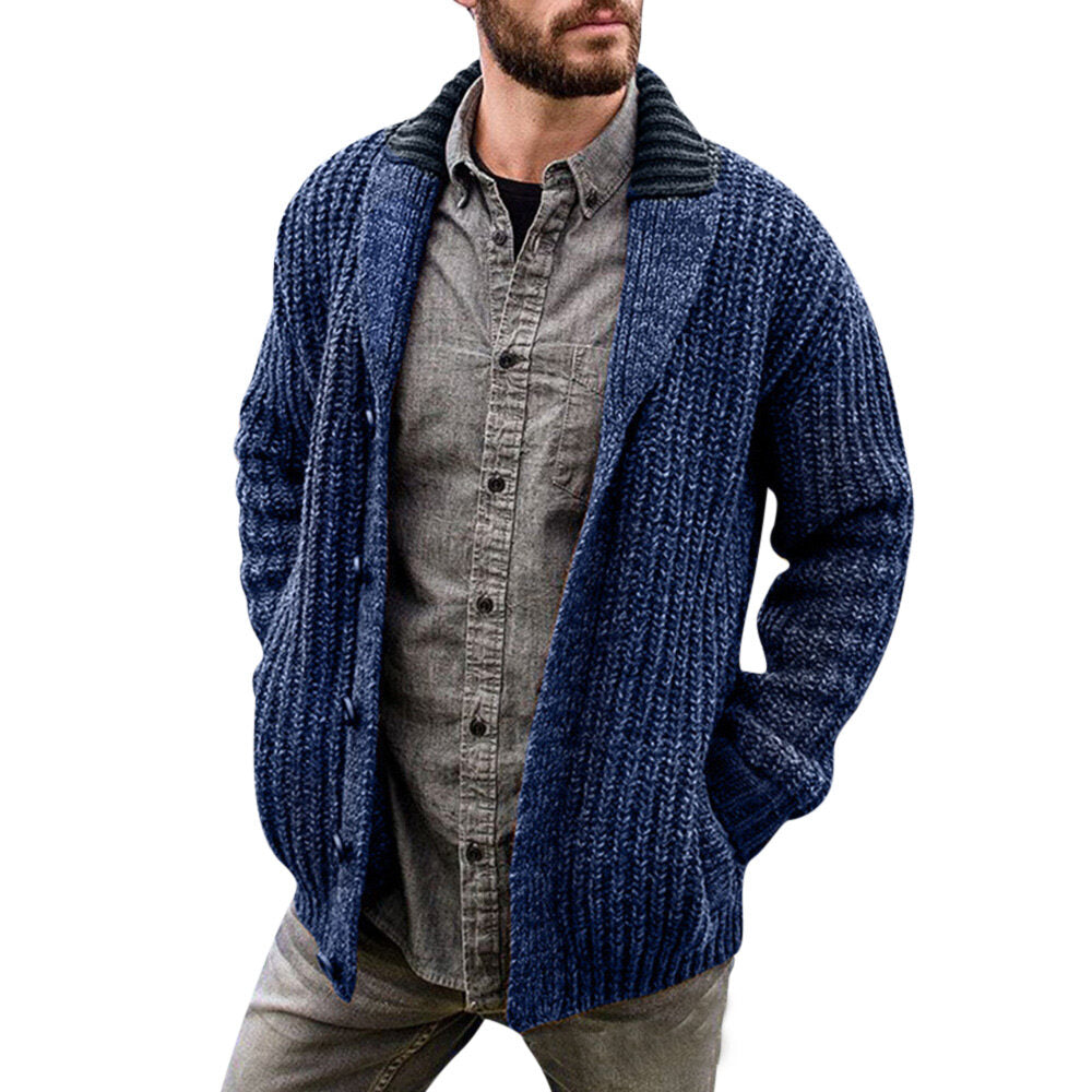 Youthup Mens Lapel Sweater Knitted Cardigan