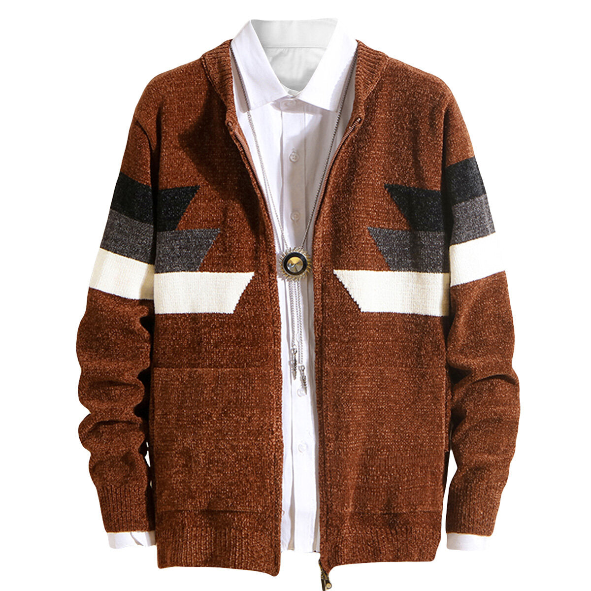 Youthup Unisex Loose Oversized Knit Zip Sweater Jacket